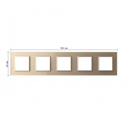 Рамка для розетки Livolo 5 постов, цвет золотой, стекло