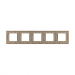 Рамка для розетки Livolo 5 постов, цвет золотой, стекло