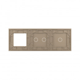 Панель тройная: 1 выключатель + 2 выключателя + 1 розетка Золотая