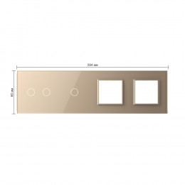Панель для 2-х сенсорных выключателей и 2-х розеток Livolo, 3 клавиши (2+1), цвет золотой, стекло
