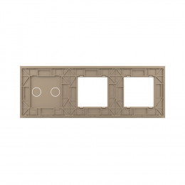 Панель для двух розеток и сенсорного выключателя Livolo, 2 клавиши, цвет золотой, стекло