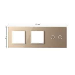 Панель для двух розеток и сенсорного выключателя Livolo, 2 клавиши, цвет золотой, стекло