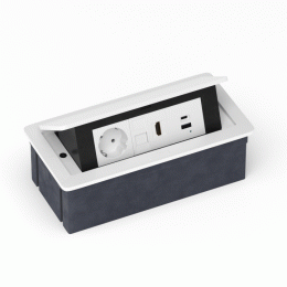 Настольный встраиваемый выдвижной розеточный блок 6 мод. (3 мод. 45х45), белый DDSB6RW