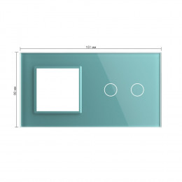 Панель для розетки и сенсорного выключателя Livolo, 2 клавиши, цвет зеленый, стекло