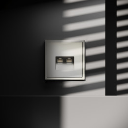 Розетка компьютерная встраиваемая VOLTUM S70 двойная RJ45+RJ45 кат.6, (шелк) VLS060204