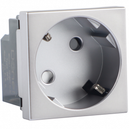 Розетка 2К+З нем.ст., 45 гр., с з/ш, алюм. матовая (45х45мм) DF6D1ALM