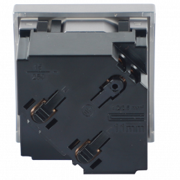 Розетка 2К+З нем.ст., 45 гр., с з/ш, алюм. матовая (45х45мм) DF6D1ALM