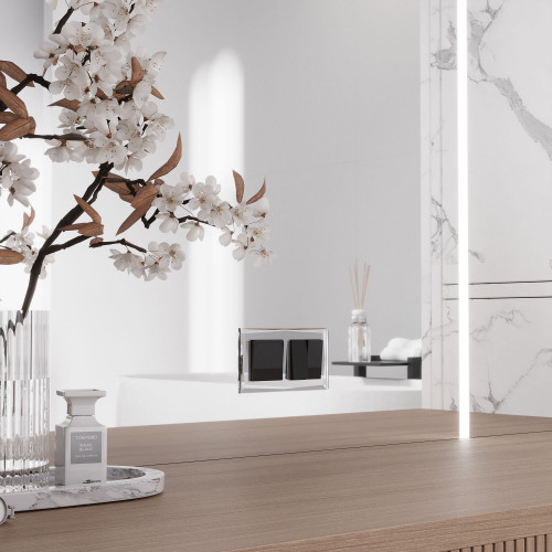 Купить Выключатель двухклавишный проходной (черный акрил) Werkel W1122048 в rum24.ru фото: 2