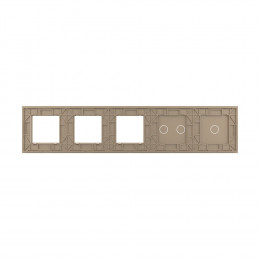 Панель для 2-х сенсорных выключателей и 3-х розеток Livolo, 3 клавиши (1+2), цвет золотой, стекло