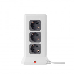Удлинитель Tower Extended 12 Euro 16A, 4 USB 3A+C с блоком 5В/3.4А, кабель 2,0м RocketSocket, цвет белый-серый