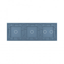 Панель для трех сенсорных выключателей Livolo, 4 клавиши (2+1+1), цвет синий, стекло