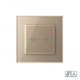 Сенсорный радиоуправляемый выключатель для жалюзи Livolo Quadro 2 клавиши 1 модуль Золотой VL-Q702WR-13