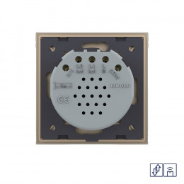 Сенсорный радиоуправляемый выключатель для жалюзи Livolo Quadro 2 клавиши 1 модуль Золотой VL-Q702WR-13