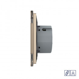 Сенсорный радиоуправляемый выключатель для жалюзи Livolo Quadro 2 клавиши 1 модуль Золотой VL-Q702WR-13