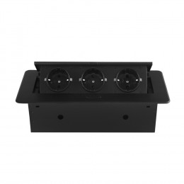 Розетка горизонтальная выдвижная 3 Euro 16A RocketSocket, проводка, цвет черный