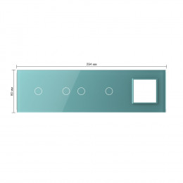 Панель для 3-х сенсорных выключателей и розетки Livolo, 4 клавиши (1+2+1), цвет зеленый, стекло