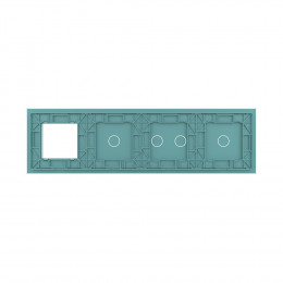 Панель для 3-х сенсорных выключателей и розетки Livolo, 4 клавиши (1+2+1), цвет зеленый, стекло