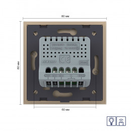 Двухклавишный сенсорный диммер Livolo с функцией радиоуправления, 1 пост, цвет золотой