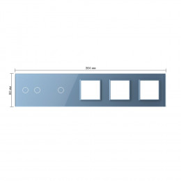 Панель для 2-х сенсорных выключателей и 3-х розеток Livolo, 3 клавиши (2+1), цвет синий, стекло