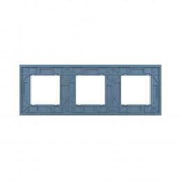 Рамка для розетки Livolo 3 поста, цвет синий, стекло