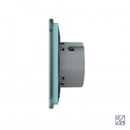 Двухклавишный сенсорный выключатель Livolo 12/24В, 1 пост, Зеленый VL-C702C-18