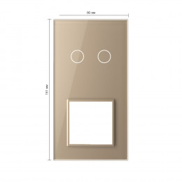 Панель вертикальная для сенсорного выключателя и розетки Livolo, 2 клавиши, цвет золотой, стекло