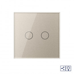 Двухклавишный проходной/перекрестный сенсорный диммер Livolo, 1 пост, цвет шампань