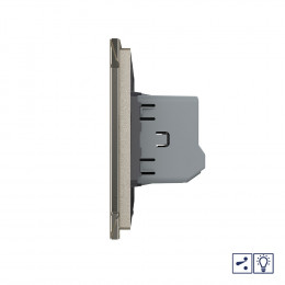 Двухклавишный проходной/перекрестный сенсорный диммер Livolo, 1 пост, цвет шампань