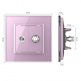 Розетка телевизионная и спутниковая SAT Livolo, 1 пост, цвет розовый