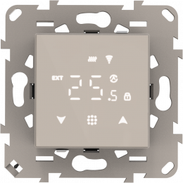 Термостат с датчиком пола, программируемый, 16 A, 45*45 мм., стекло кашемир DTEF45С