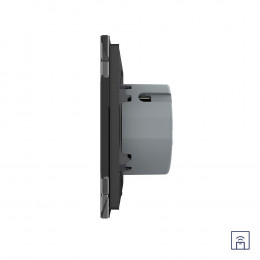 Одноклавишный сенсорный выключатель Livolo Quadro с функцией радиоуправления, 1 пост, цвет черный