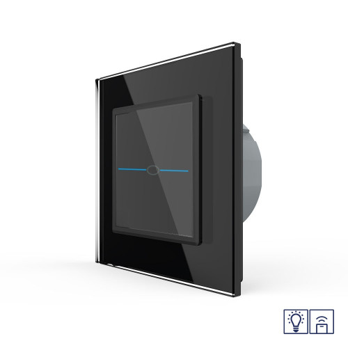 Купить Одноклавишный сенсорный диммер Livolo Quadro с функцией радиоуправления, 1 пост, цвет черный в rum24.ru