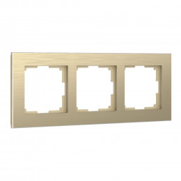 Рамка из металла на 3 поста Аluminium шампань алюминий