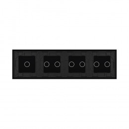 Панель для четырех сенсорных выключателей Livolo, 7 клавиш (2+2+2+1), цвет черный, стекло