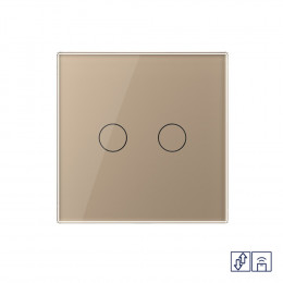 Сенсорный радиоуправляемый выключатель для жалюзи Livolo 2 клавиши 1 модуль Золотой VL-C702WR-13