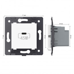 Розетка USB type C с блоком питания 45W Livolo, цвет белый (механизм) VL-FCUC-2WP