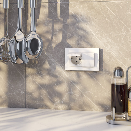 Купить Рамка из стекла для двойной розетки Favorit белый в rum24.ru фото: 3