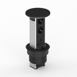 Настольный встраиваемый выдвижной розеточный блок Vertical 6 мод. (3 мод. 45х45), черный DDSB6V1AN