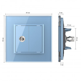 Розетка телевизионная одинарная Livolo, 1 пост, цвет синий
