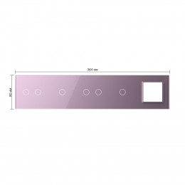 Панель для 4-х сенсорных выключателей и розетки Livolo, 6 клавиш (2+1+2+1), цвет розовый, стекло