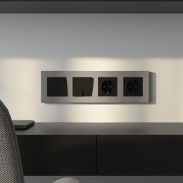 W0042917/ Рамка на 4 поста Slab (дымчатый софт)