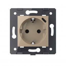 Розетка электрическая с заземлением защитными шторками 16A + USB type C с блоком питания 18W Livolo, цвет золотой (механизм) VL-FCTF16A.UC18W-2AP