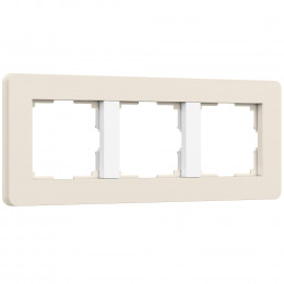 Рамка из поликарбоната на 3 поста Split айвори/белый, soft-touch