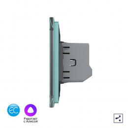 Одноклавишный проходной умный сенсорный выключатель Livolo EC, 1 пост, цвет зеленый VL-C701SZ2-18