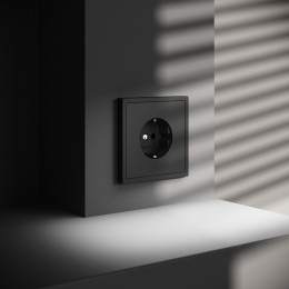 Розетка встраиваемая VOLTUM S70 с заземлением (черный матовый) VLS040108