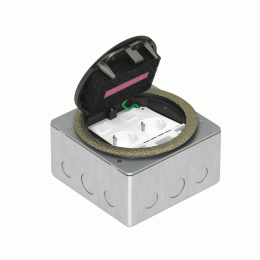 Лючок в пол 4 мод. (2 мод. 45х45 мм.), античная латунь, круглый, металл, IP65 DFB4MZBC