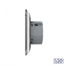 Двухклавишная сенсорная кнопка Livolo 12/24В, 1 пост, Белый VL-C702CH-11