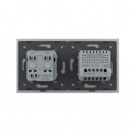 Двухклавишный сенсорный выключатель с розеткой Livolo, 2 поста, цвет серый VL-C702/C7C1EU-15