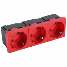 Розетка 3х2К+З нем.ст., 45 гр., с з/ш, крас. (135х45мм), серия (тип) DF6 DF6D3R