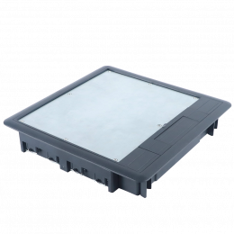 Лючок в пол 16 мод. (8 мод. 45х45 мм.) верт. установка, глубина 50мм, крышка ABS + гальванизированная стальная вставка DFB16SRD